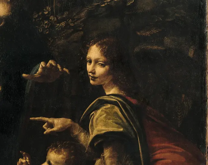 Détail de La Vierge aux Rochers, Léonard de Vinci, Louvre Détail de La Vierge aux Rochers, Léonard de Vinci, Louvre